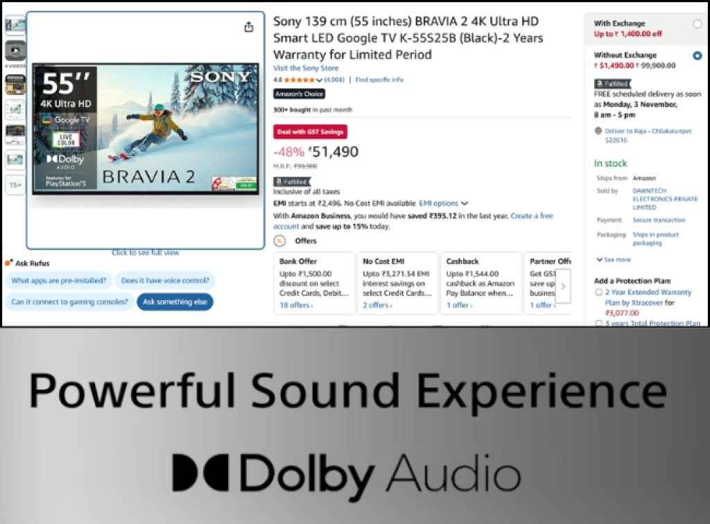 Sony Smart Tv Deal on amazon