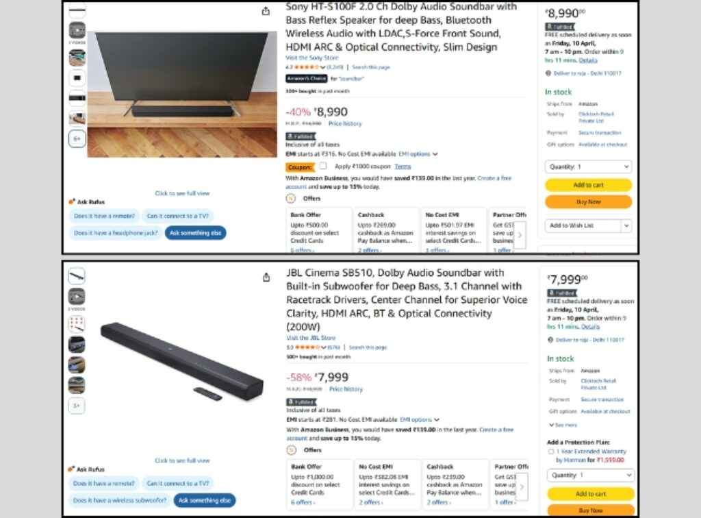 Sony and JBL Dolby soundbar deals on amazon