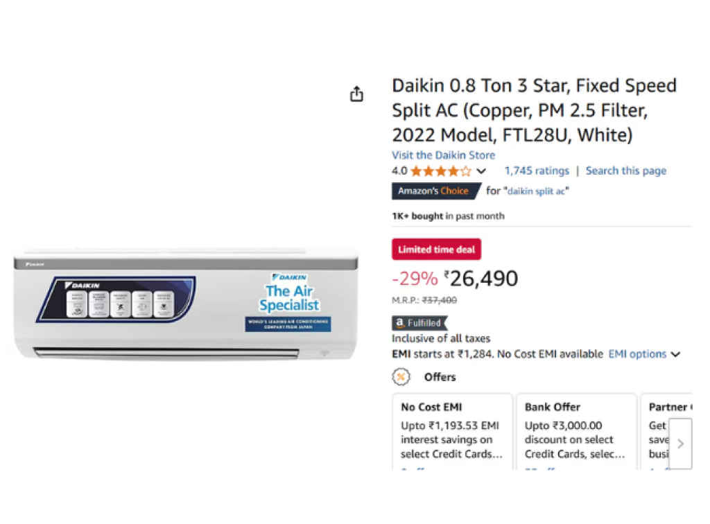 Best deals on Split AC Price under Rs 25000