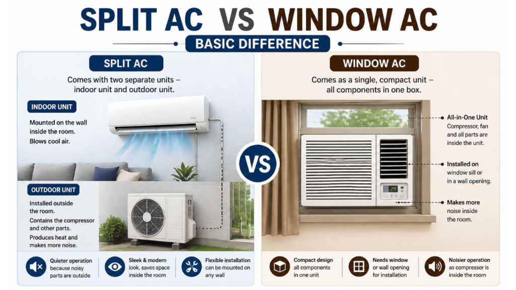 Split AC vs Window AC Basic difference
