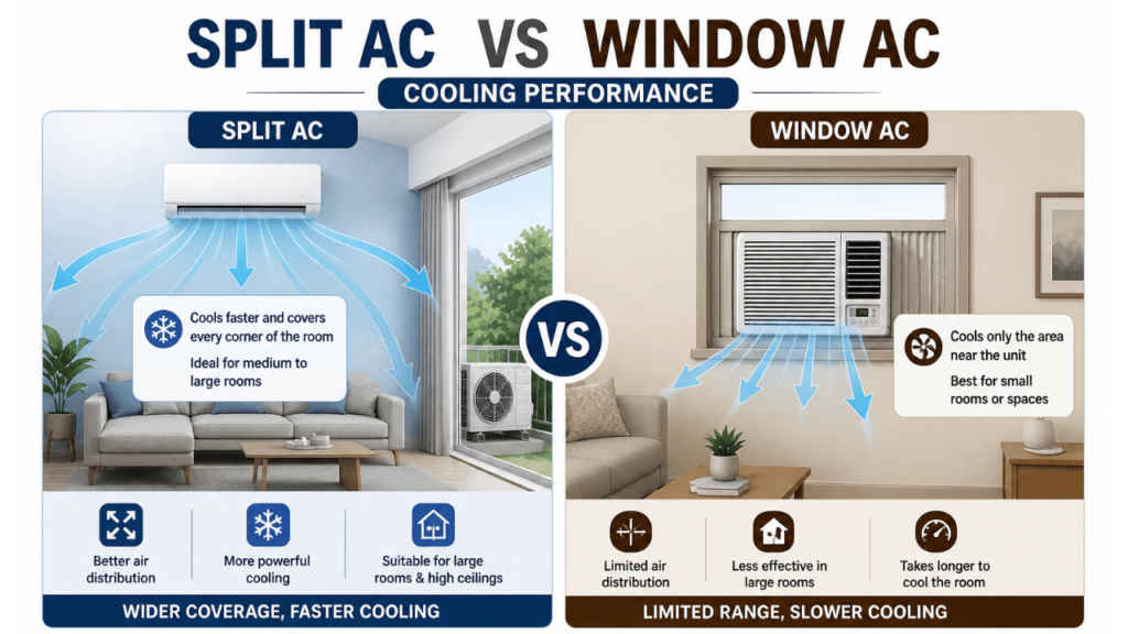 Split AC vs Window AC Cooling performance