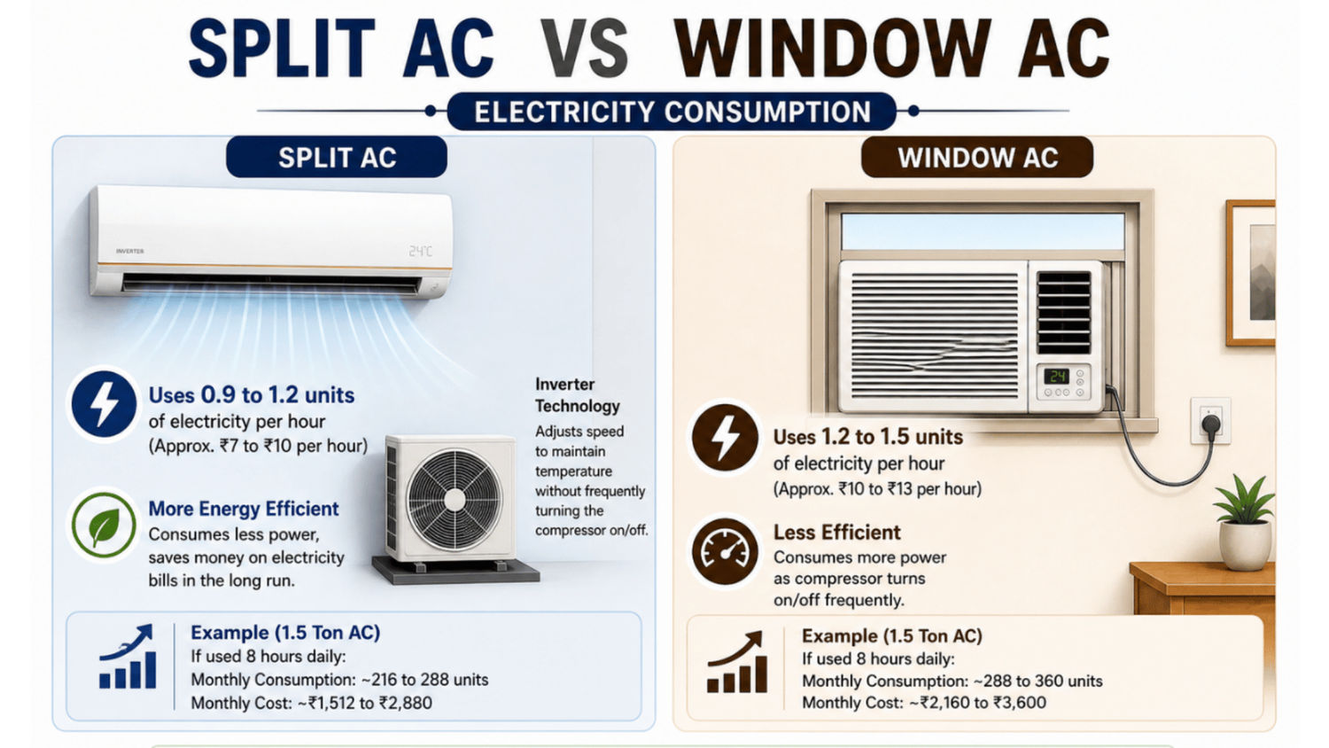 Ac Split For Math Split AC vs Window AC: From price to cost and cooling, every aspect ...