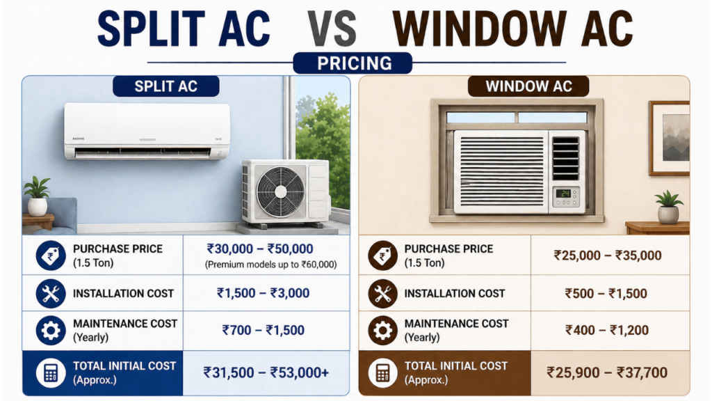 Split AC vs Window AC Pricing