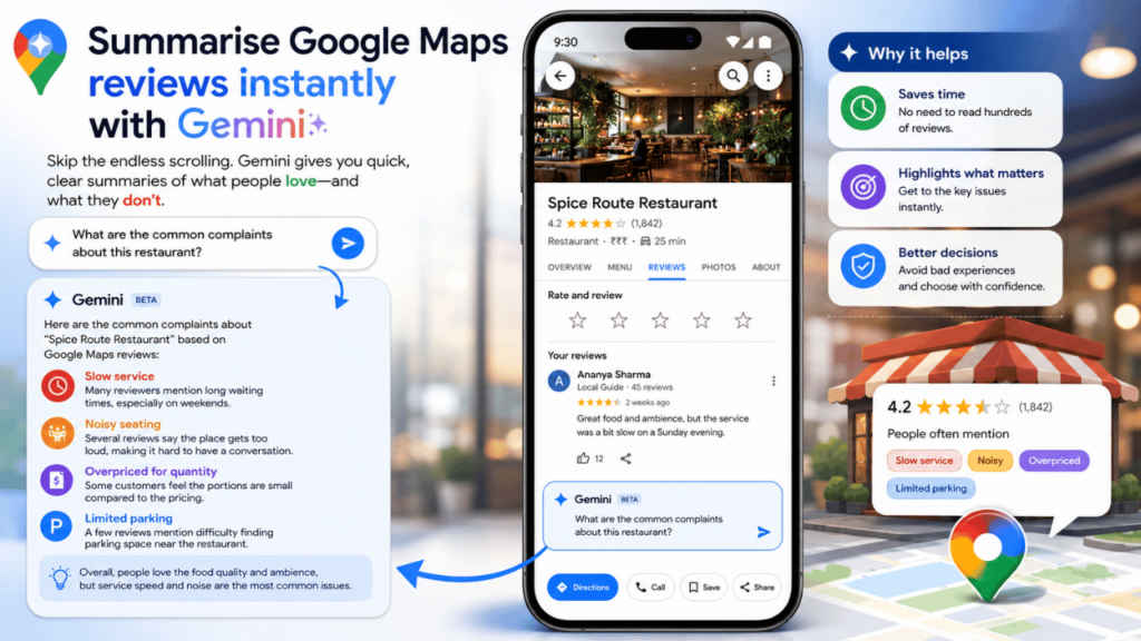 Summarise Google Maps reviews instantly with Gemini