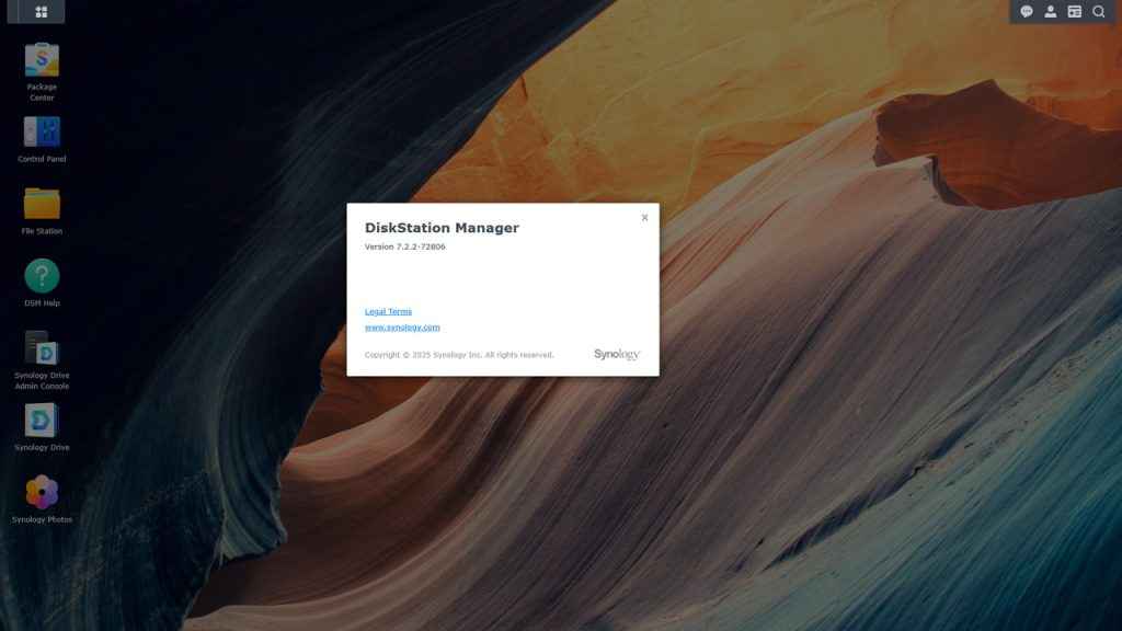 Synology DSM 7.2 user interface, highlighting its enhanced encryption, access control, and system responsiveness features.