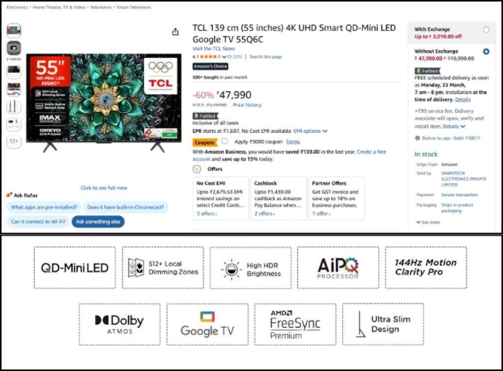TCL QD-Mini LED smart tv deal on amazon