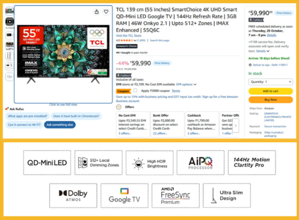 TCL QD-Mini LED smart tv deal on amazon gif sale