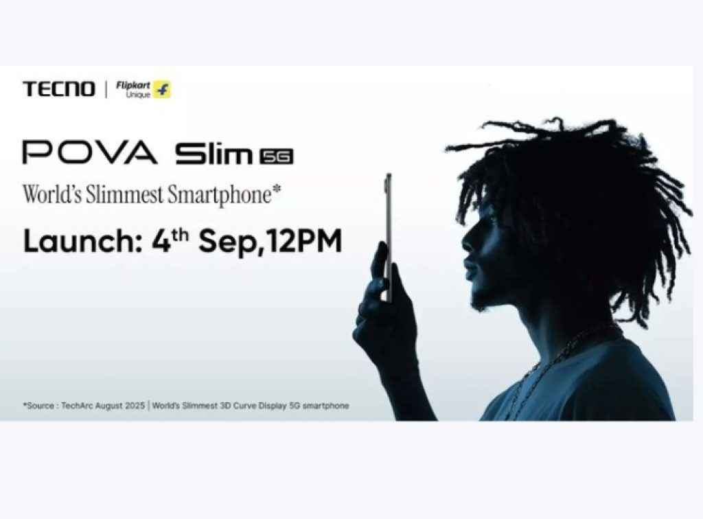 Tecno Pova Slim specs, 3D curved display phone, world slimmest 5G phone, Tecno phone September launch, 5000mAh battery phone, Tecno Android 15 phone, HiOS 15, Tecno AI features, budget 5G smartphone India, 144Hz OLED phone, upcoming Tecno phones