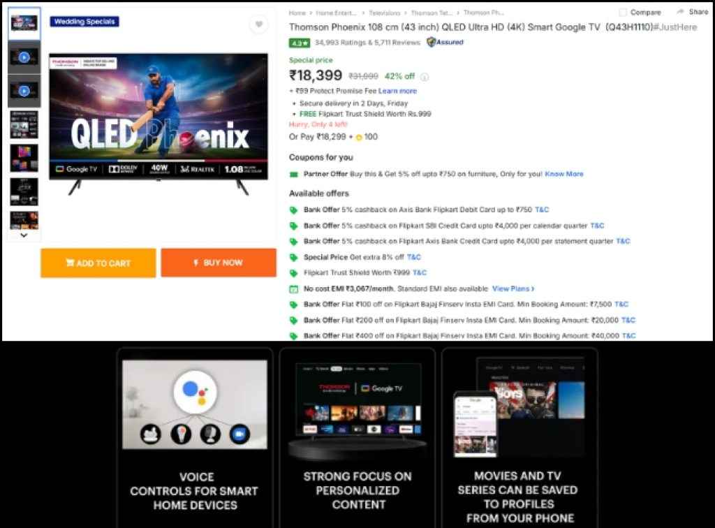 Thomson 4K QLED Smart Tv offer