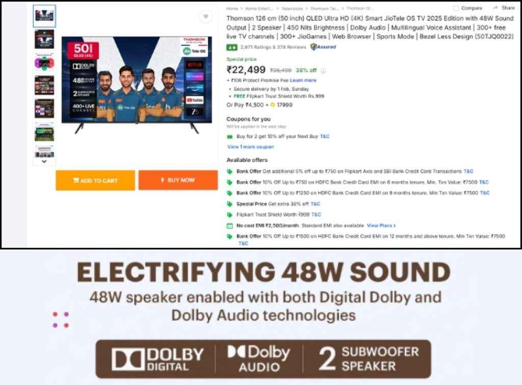 Thomson (50) QLED Smart Tv Offer