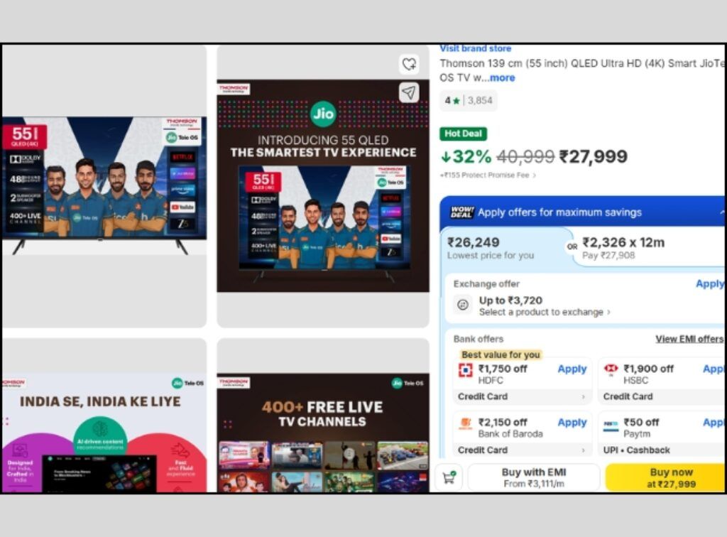 Thomson (55) QLED Smart Tv offer on flipkart june epic sale