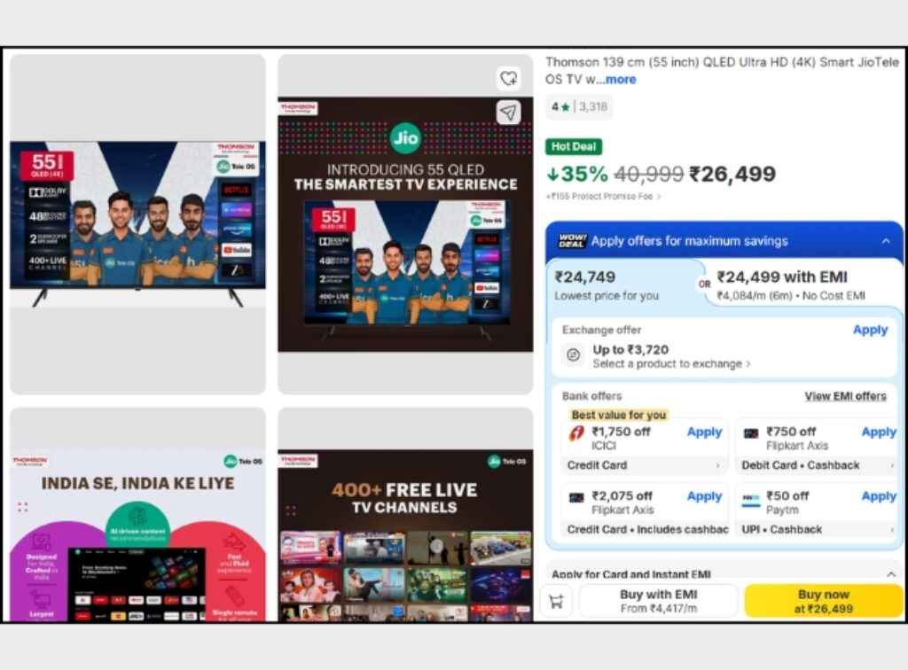 Thomson QLED Smart Tv deals on flipkart summer sale