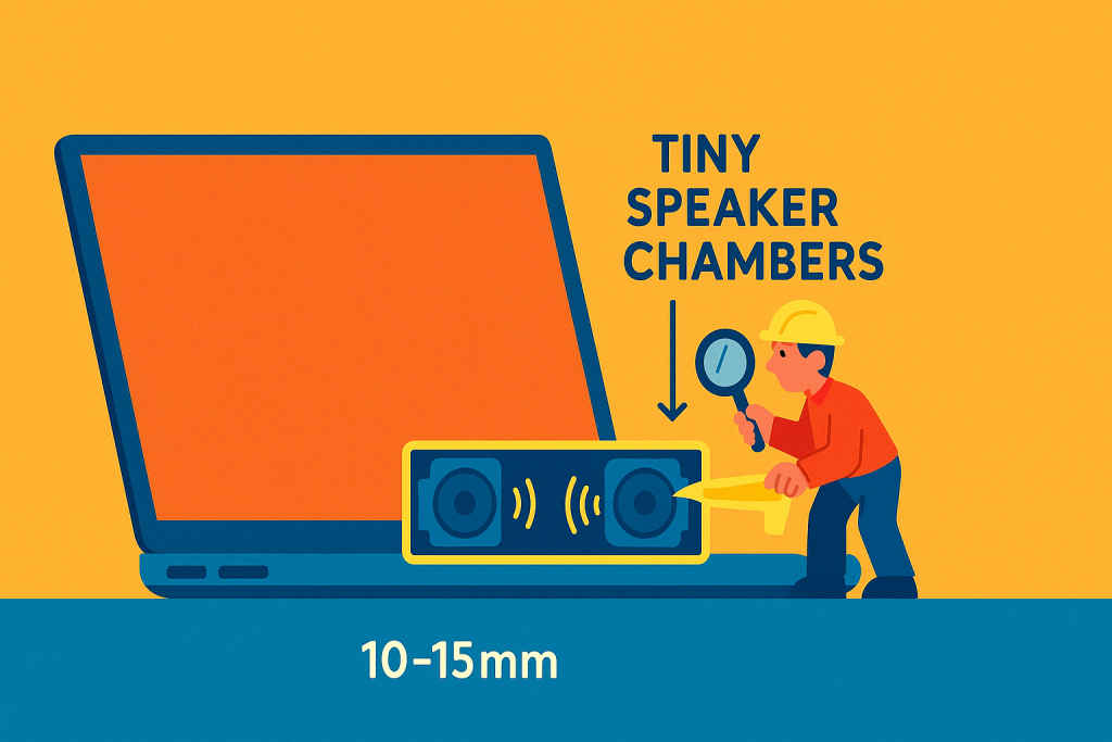 Tiny speaker chambers in laptop speakers