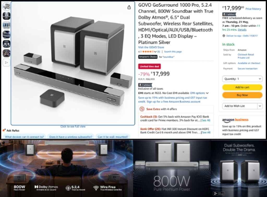 True 5.2.4 Dolby Atmos soundbar