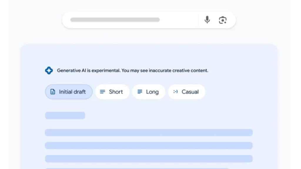 Google SGE: Written Draft feature