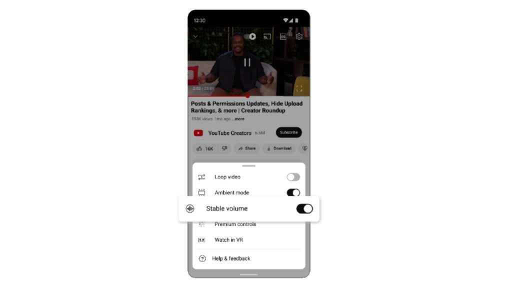 YouTube: New stable volume option