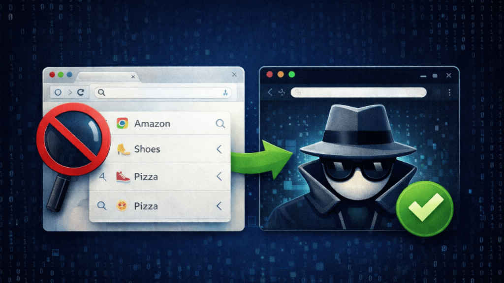 Use incognito in a browser with no search history
