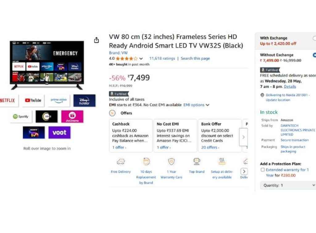 VW 80 cm (32 inches) TV