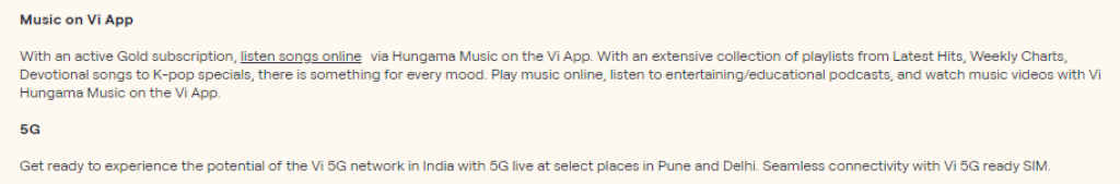 Vi 5G Details Delhi and Pune