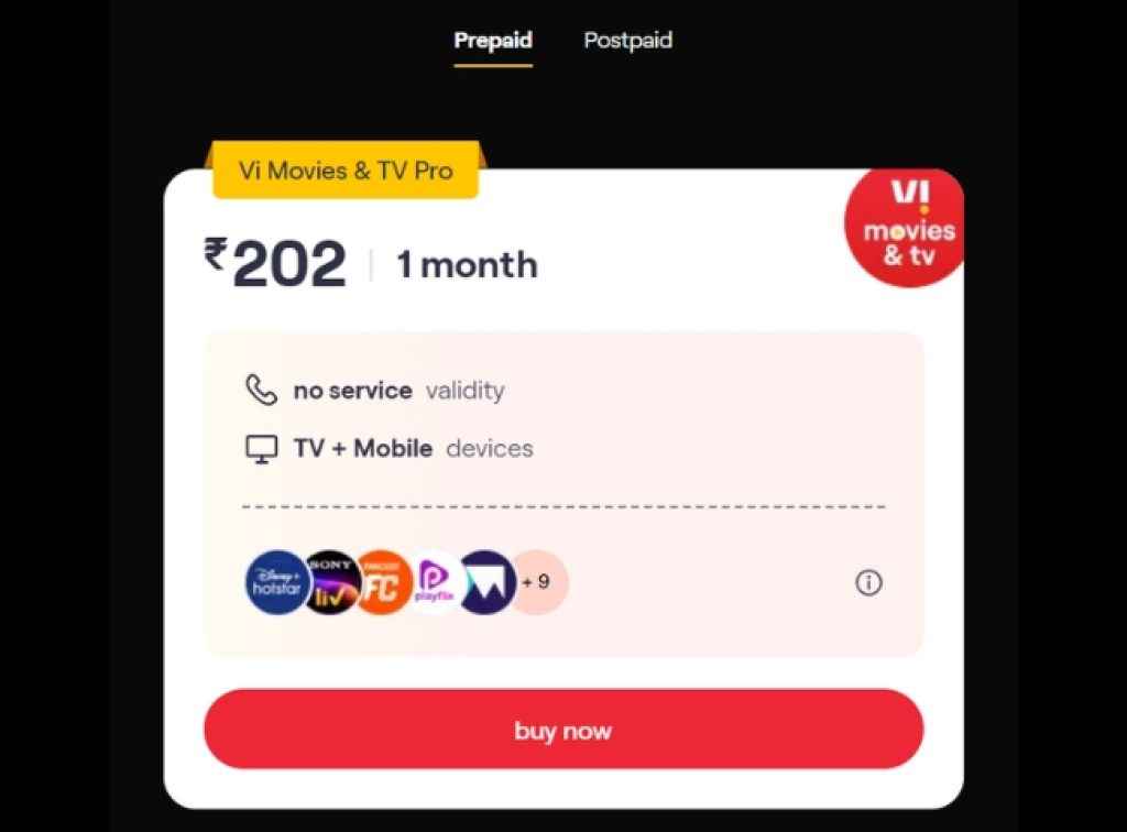 Vodafone Idea: Vi Movies & TV Pro new prepaid plan