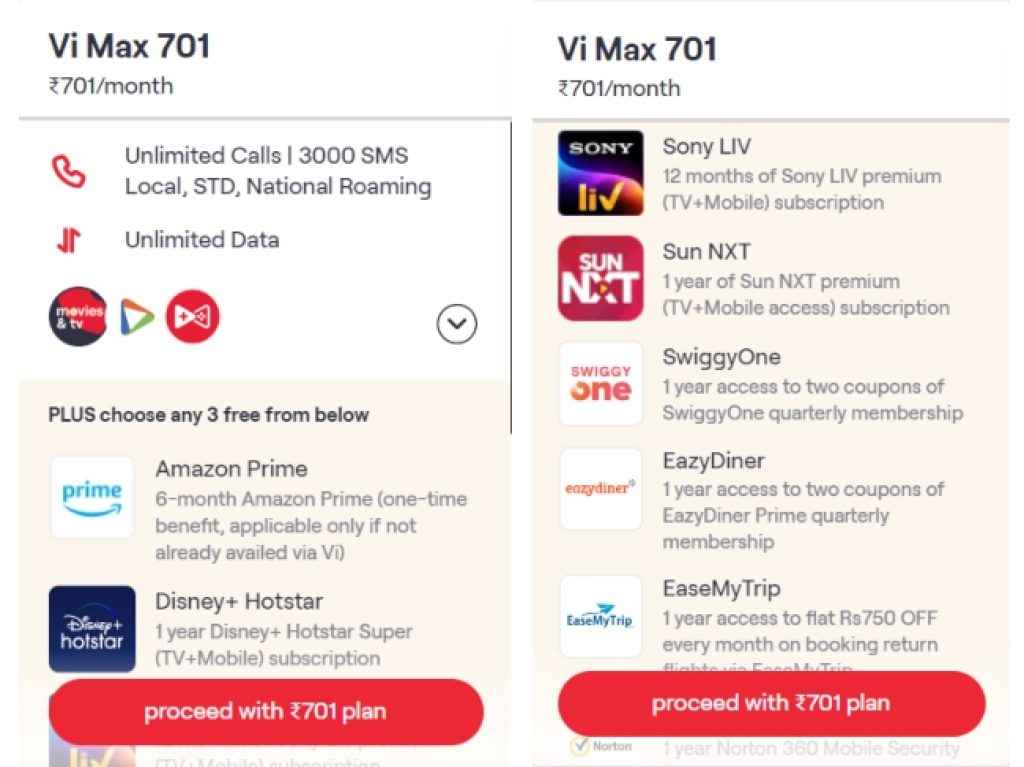 Vi Rs 701 Postpaid Plan