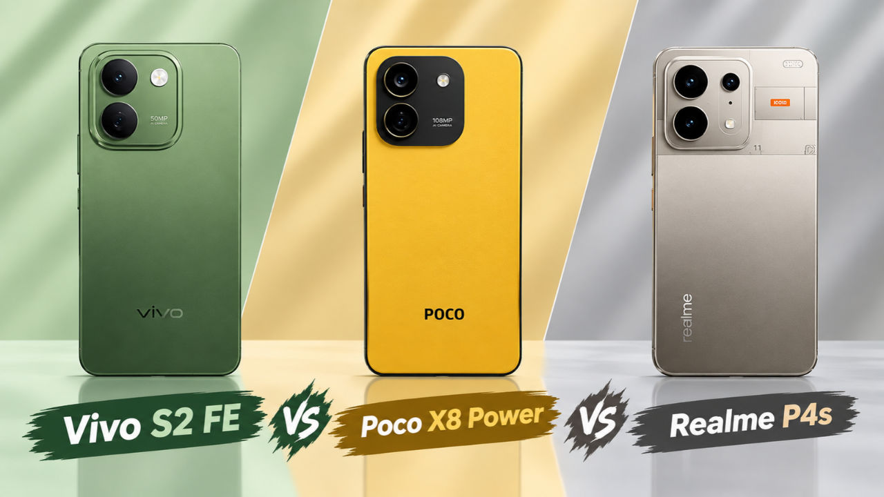 Vivo S2 FE vs Poco X8 Power vs Realme P4s: डिज़ाइन, कैमरा, बैटरी, कीमत और अन्य की तुलना
