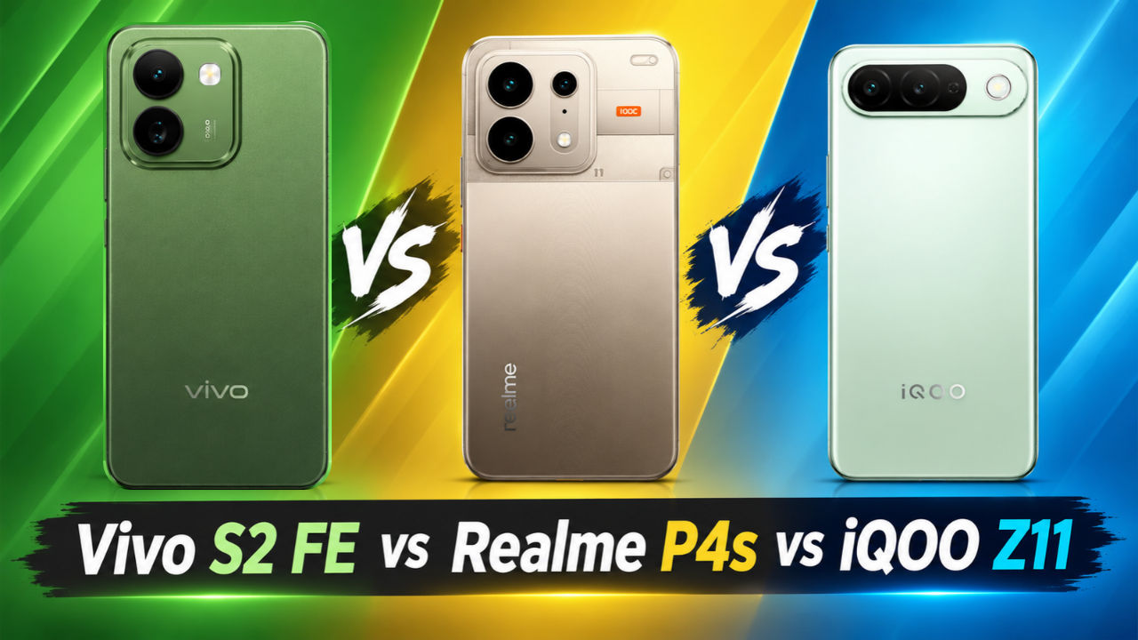 Vivo S2 FE vs Realme P4s vs iQOO Z11: डिस्प्ले, बैटरी, स्पेक्स, कीमत और अन्य की तुलना