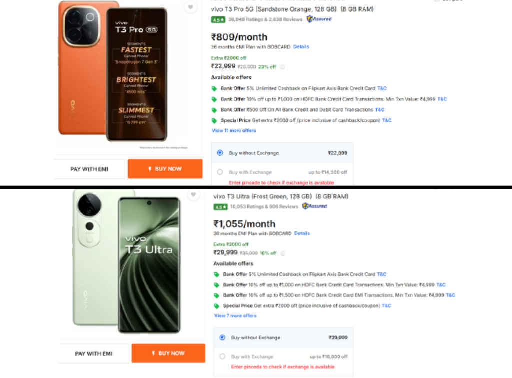 Vivo T3 Pro and Vivo T3 Ultra Price Dropped in India