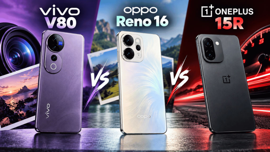 Vivo V80 vs Oppo Reno 16 vs OnePlus 15R-1