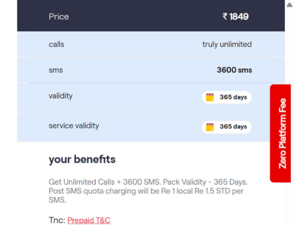 Vodafone Idea 1849 Plan-