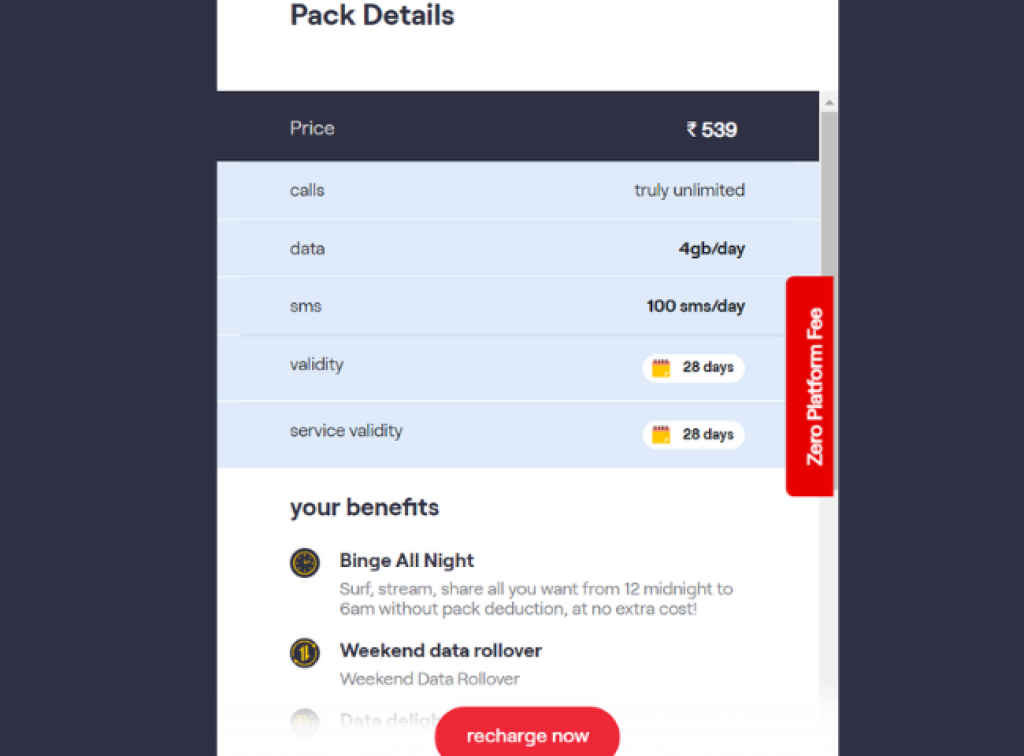 Vodafone Idea 4GB daily data plan