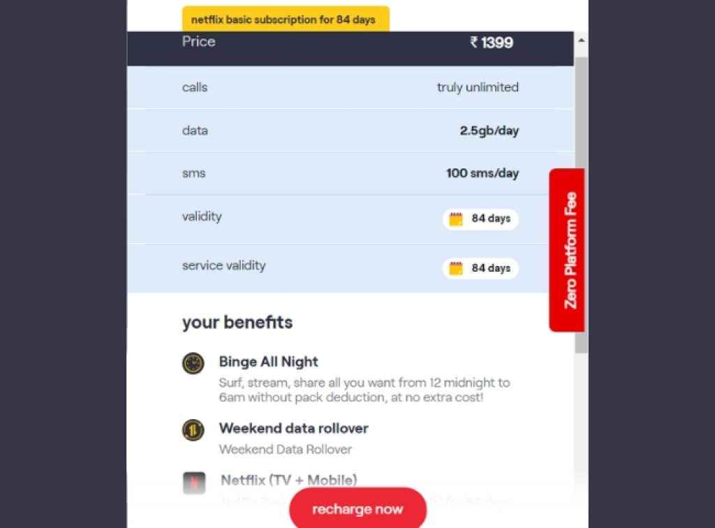 Vodafone Idea Rs 1399 Prepaid Plan