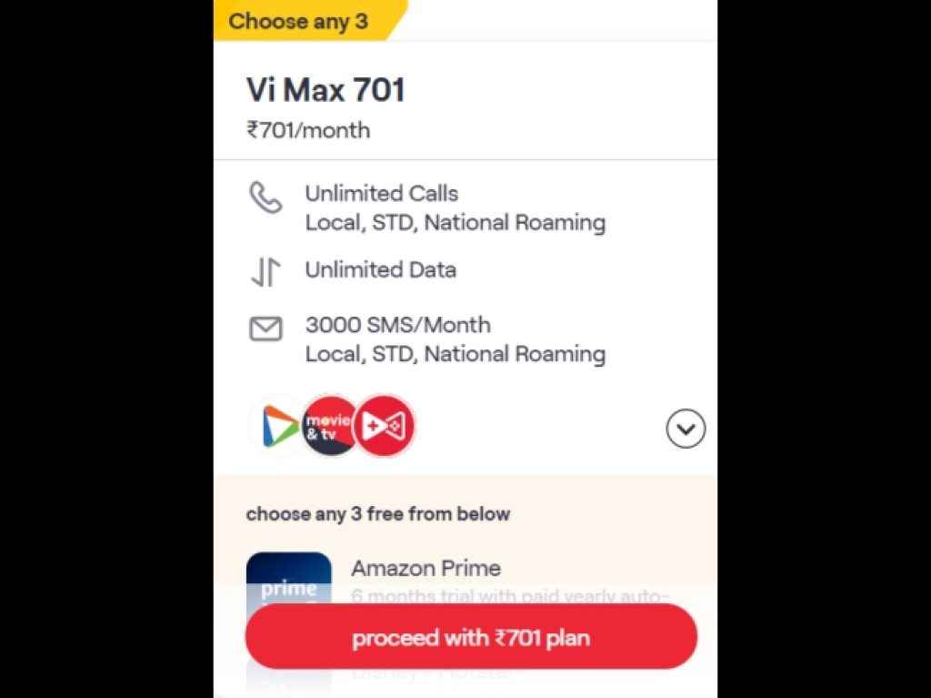 Vodafone Idea Rs 701 Postpaid Plan