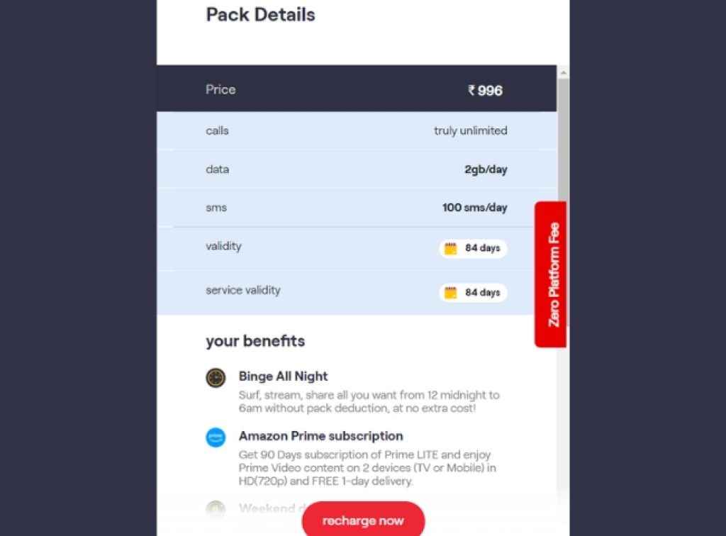 Vodafone Idea Rs 996 Prepaid Plan