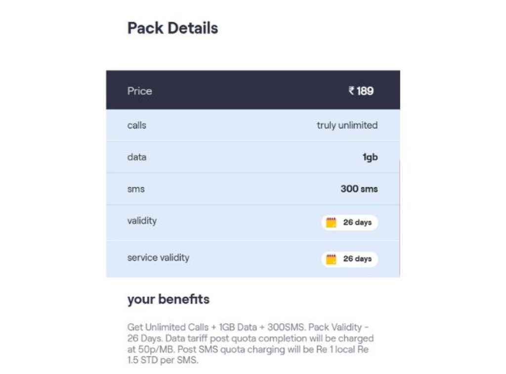 Vodafone Idea (Vi) 189