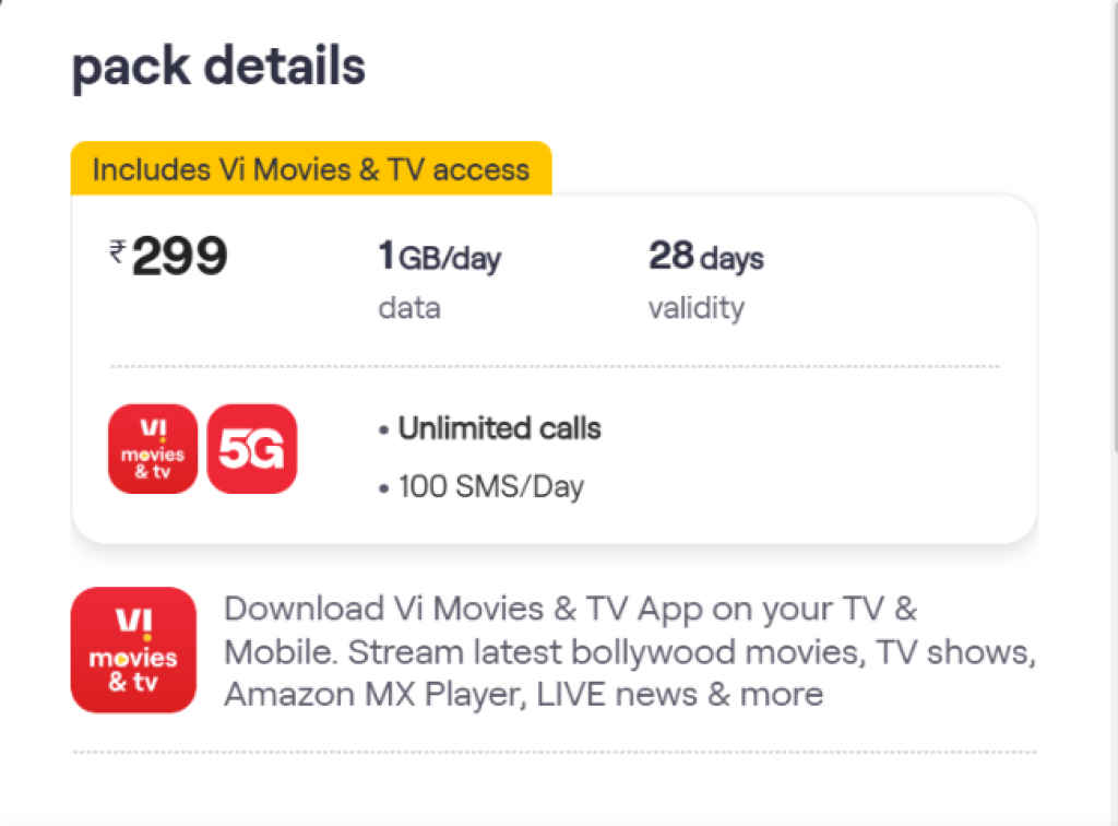 Vodafone Idea Vi 299 Recharge Plan