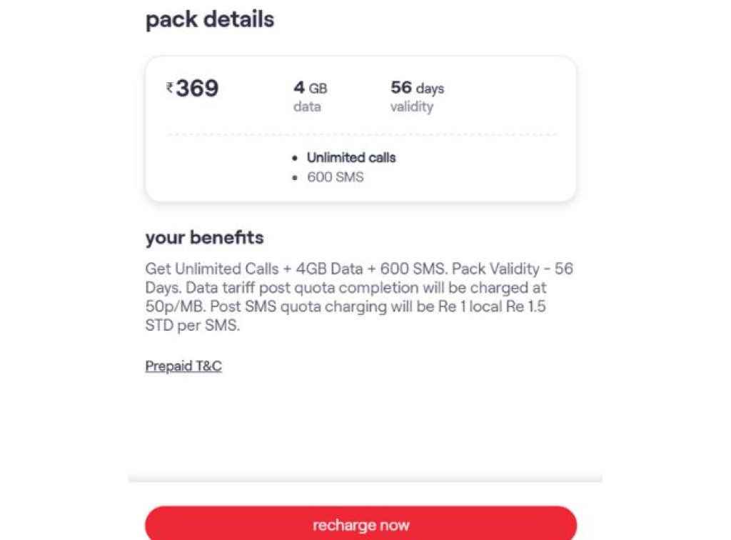 Vodafone Idea rs 369