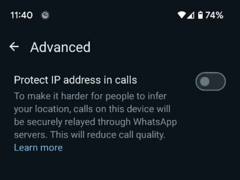 Protect IP Address Feature on whatsapp