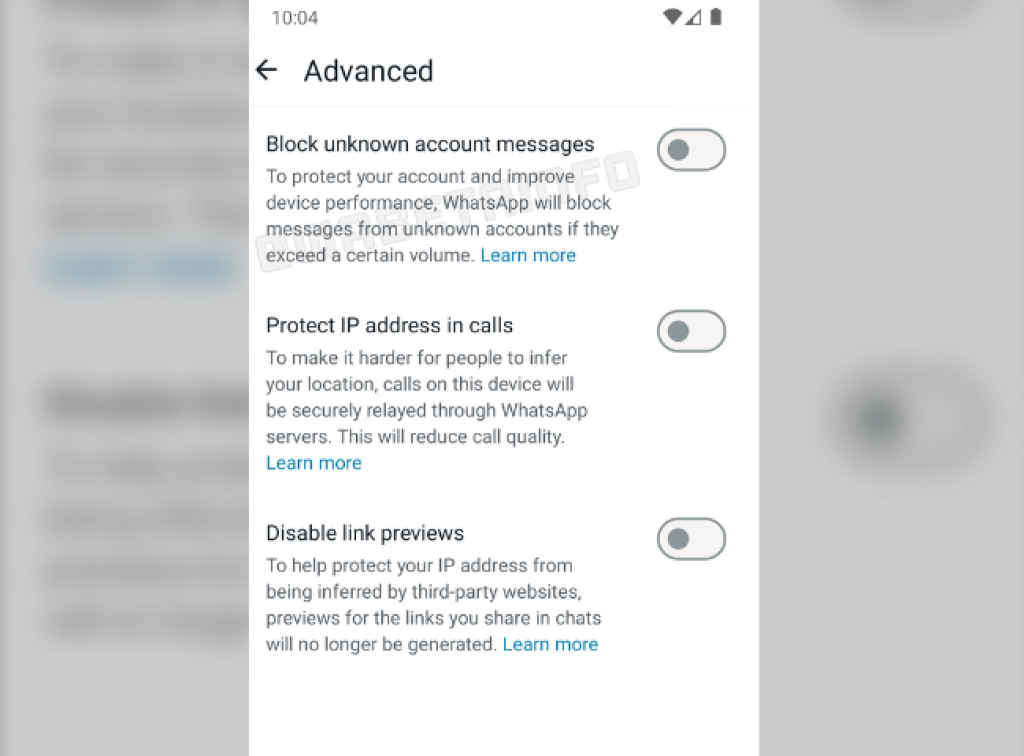 WhatsApp Block unknown account messages