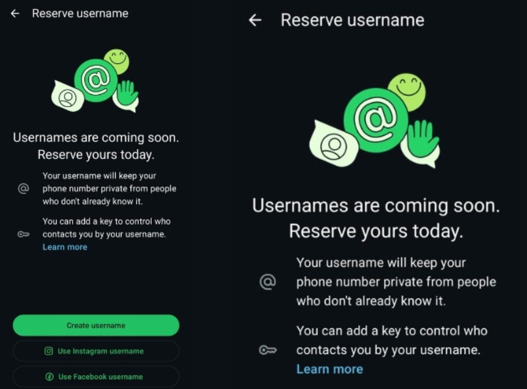 WhatsApp Username Feature
