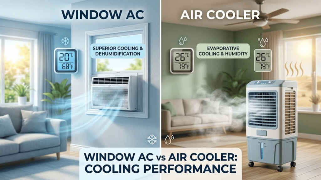 Window AC vs Air Cooler Cooling performance
