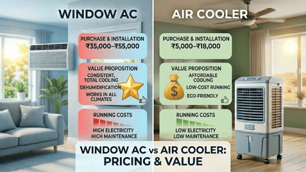 Window AC vs Air Cooler: Pricing and value