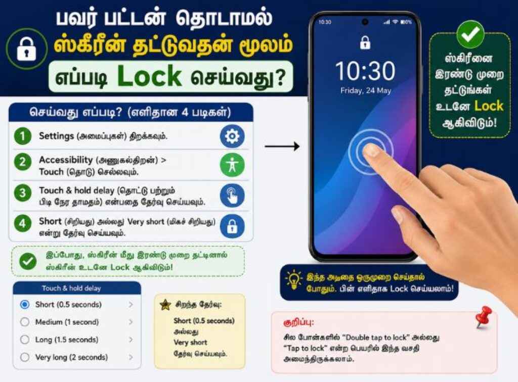 Without Power Button how to lock phone