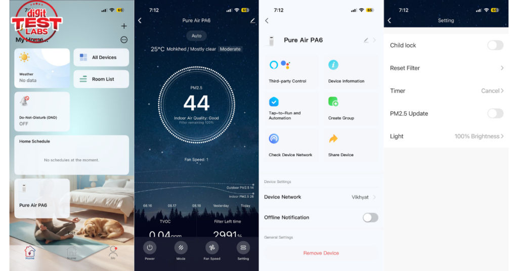 Wozoyo purify app interface