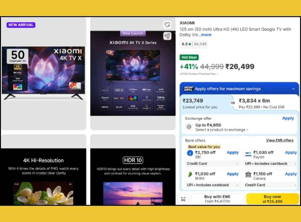 Xiaomi 4K Smart Tv Deal on Flipkart