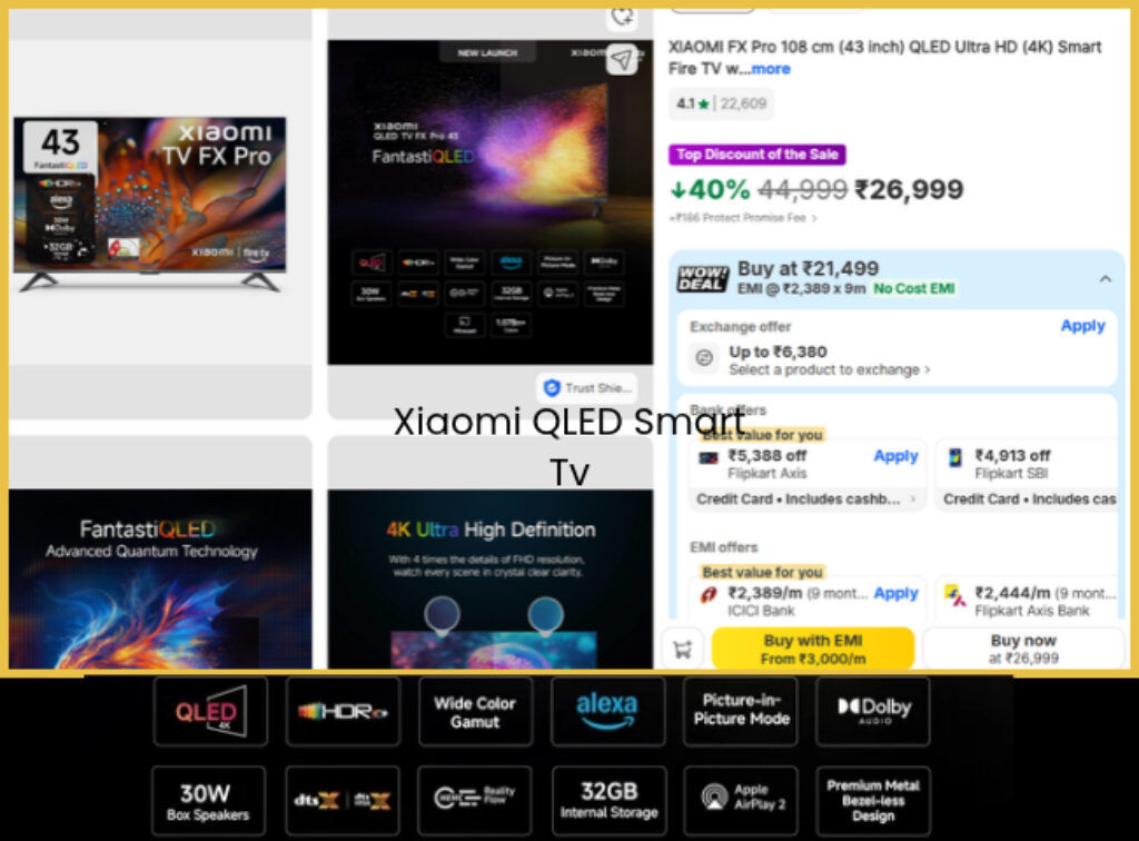 Xiaomi QLED Smart Tv deal in flipkart bbd sale