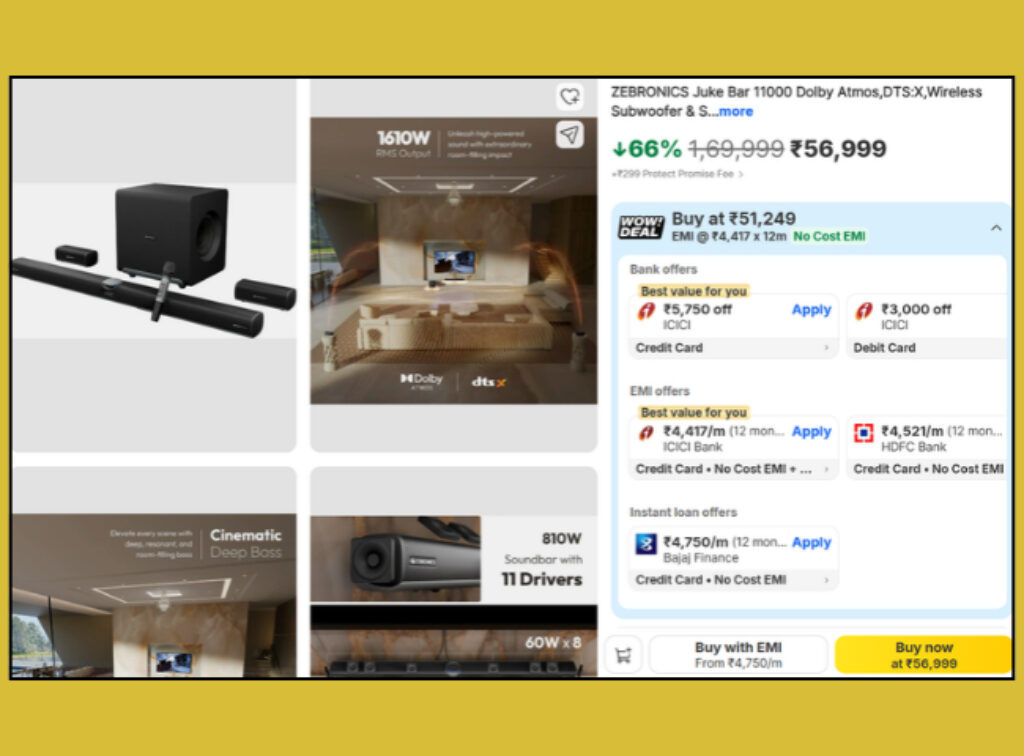 ZEBRONICS 11.2.4 Dolby ATMOS soundbar deal