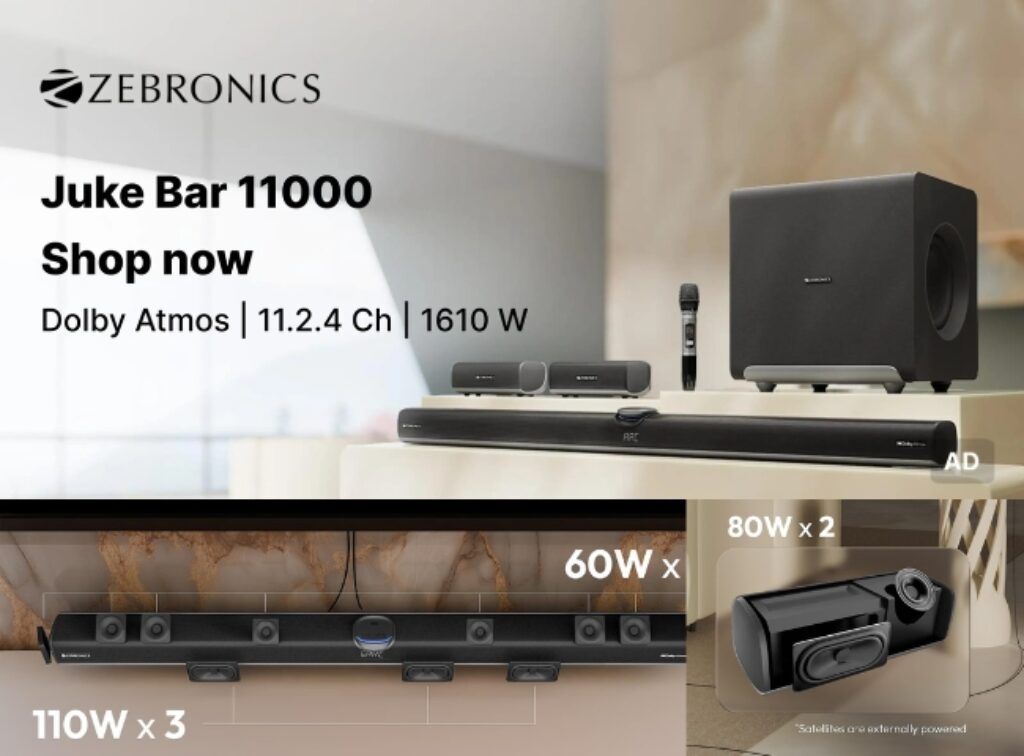 ZEBRONICS 11.2.4 Dolby Atmos soundbar