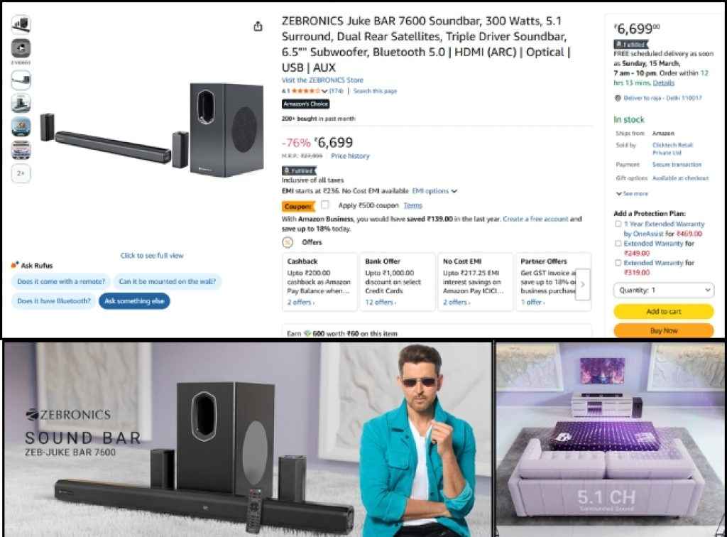 ZEBRONICS 5.1 Soundbar deal