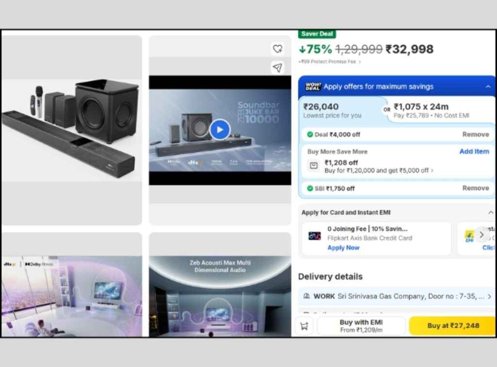 ZEBRONICS 7.2.4 Dolby Atmos soundbar deal